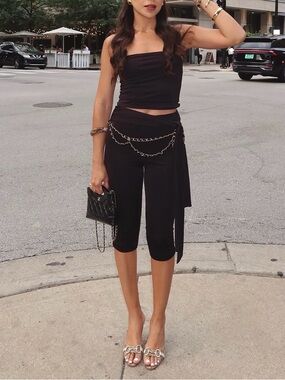 SHOWPO Black Tank Capri Set XS
